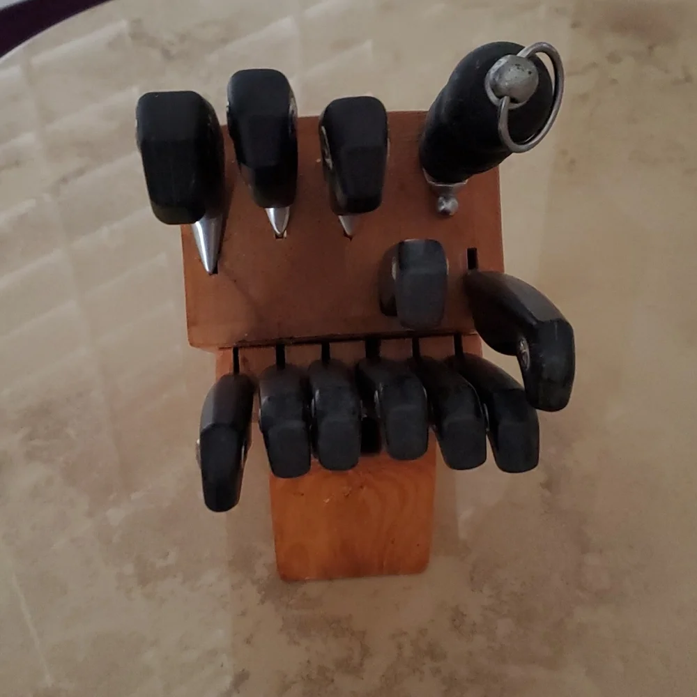 Vintage Butcher Block Set with (12) knives/tool